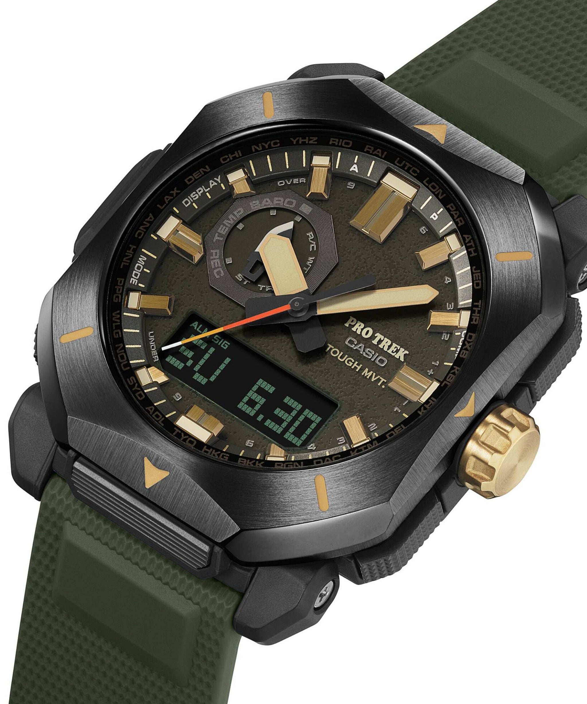 Casio Pro Trek Triple Sensor Solar Radiocontrolado Negro Acero y Resina 44,8 mm | PRW-6900Y-3