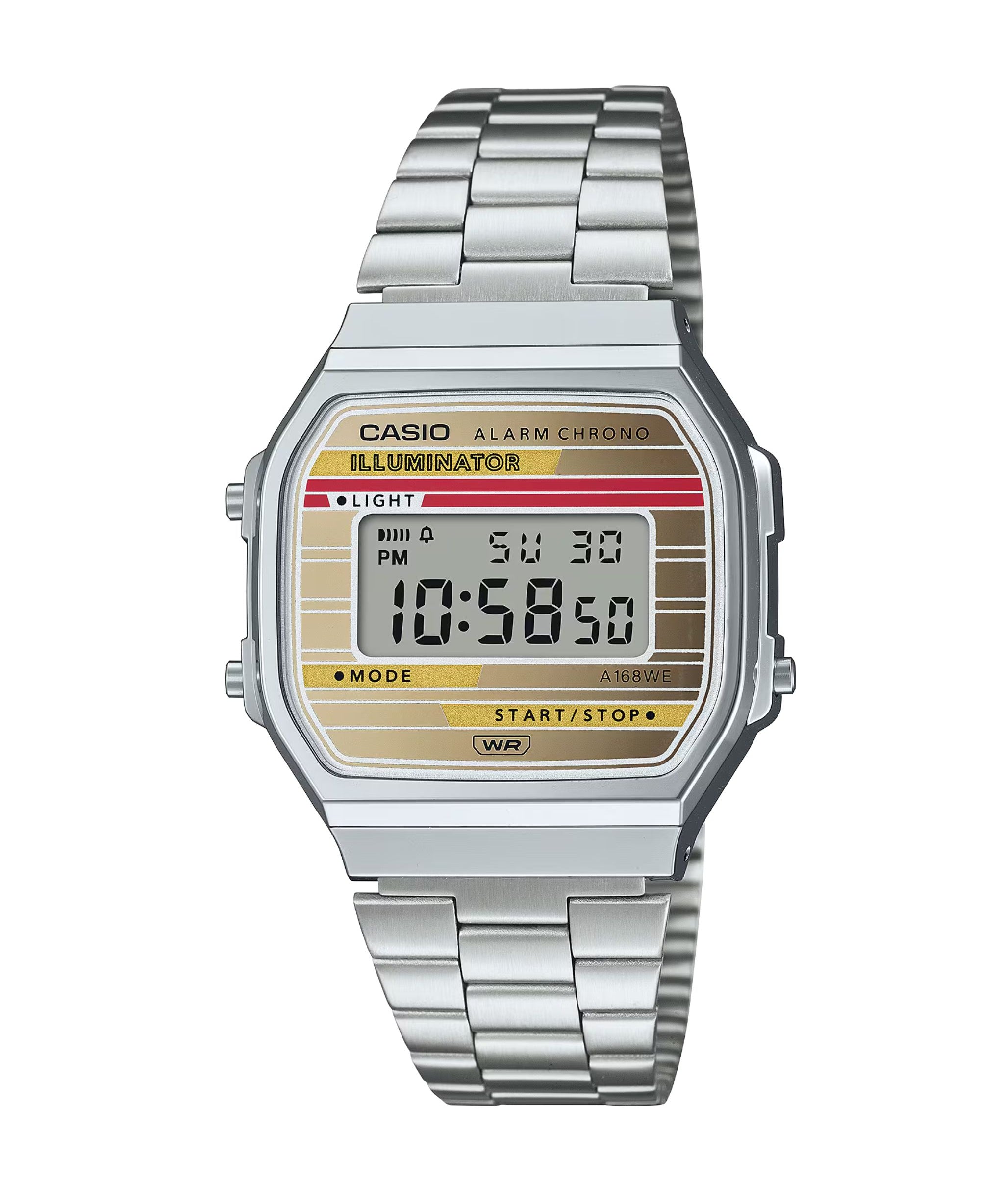 Casio Vintage A168 Digital Dorado Efecto Cromado 36,3 mm | A168WEHA-9A