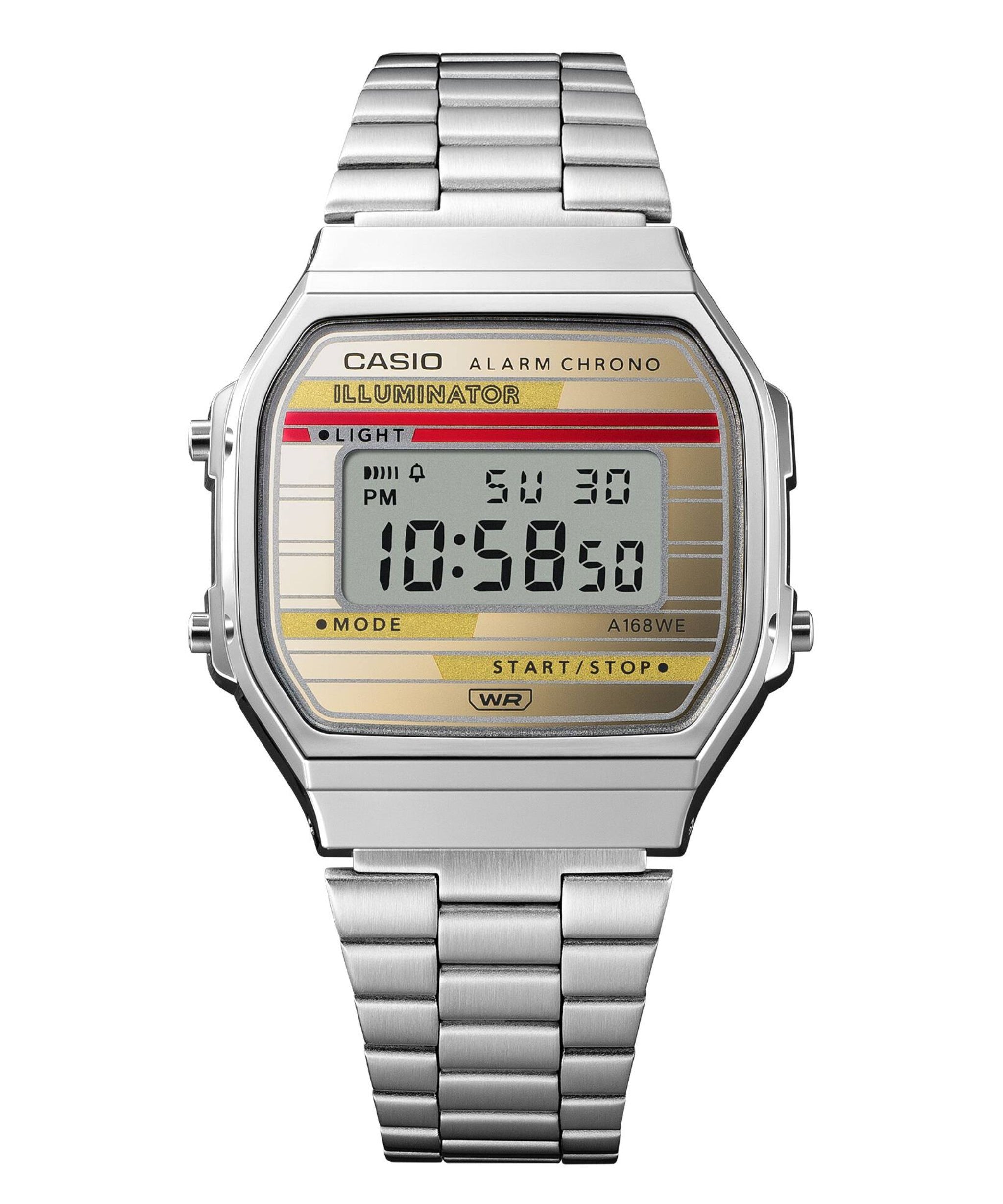 Casio Vintage A168 Digital Dorado Efecto Cromado 36,3 mm | A168WEHA-9A