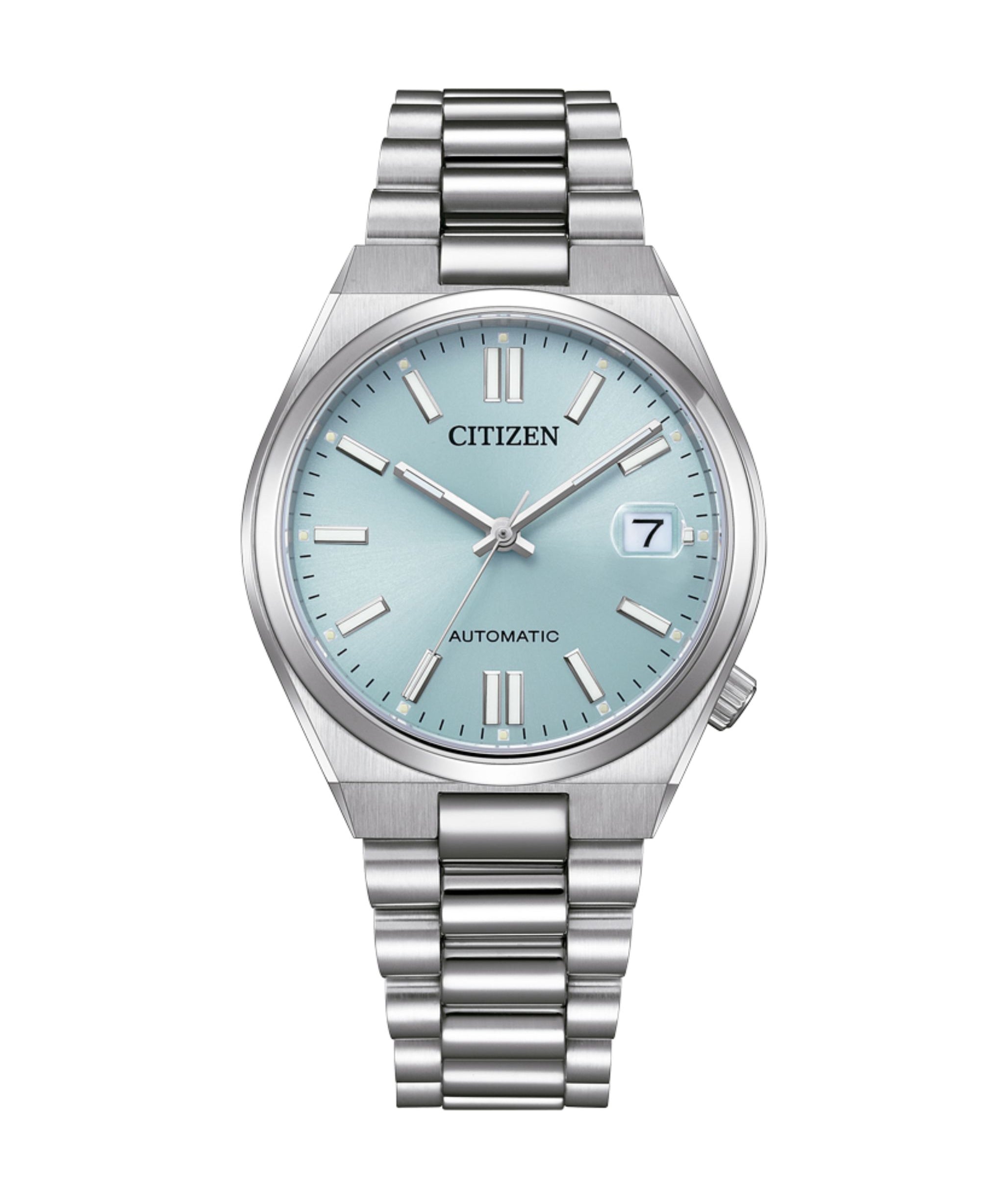 Citizen Tsuyosa de 37 mm con esfera azul, caja de acero y brazalete de acero inoxidable.