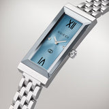 Gucci G-Frame Cuarzo Azul Claro Acero 14x34 mm | 858414 I16F0 8605