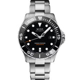 MIDO Ocean Star 600 Chronometer de 43.5 mm con esfera negra, caja de acero y brazalete de acero.