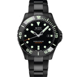 MIDO Ocean Star 600 Chronometer de 43.5 mm con esfera negra, caja de acero DLC y correa de caucho negra.