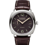 Panerai Radiomir 8 Days de 45 mm con esfera marrón, caja de titanio y correa marrón.