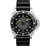 Panerai Submersible Navy SEALs con esfera antracita, caja de acero de 44 mm y correa de caucho negra.