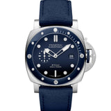 Panerai Submersible QuarantaQuattro eSteel™ Blu Profondo de 44 mm, esfera azul y correa textil azul.